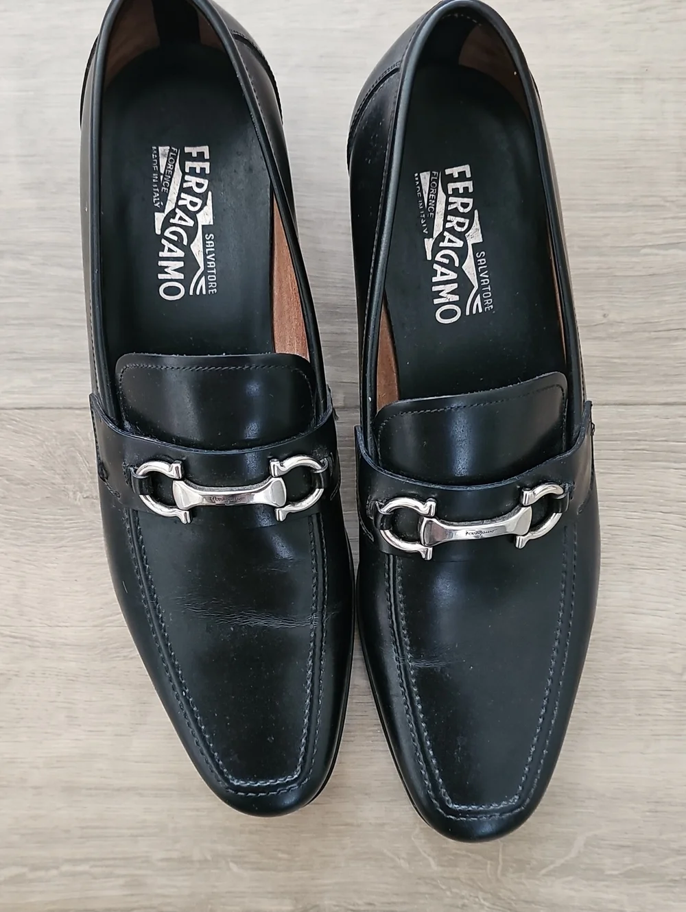 Salvatore Ferragamo Men’s Black Leather Bit Loafers Size 11